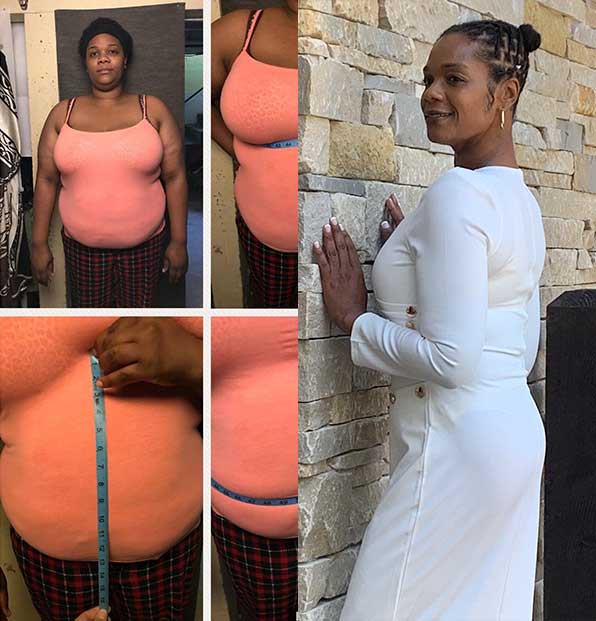 ChaQuana McEntyre is depicted in her journey of weight loss transformation.
