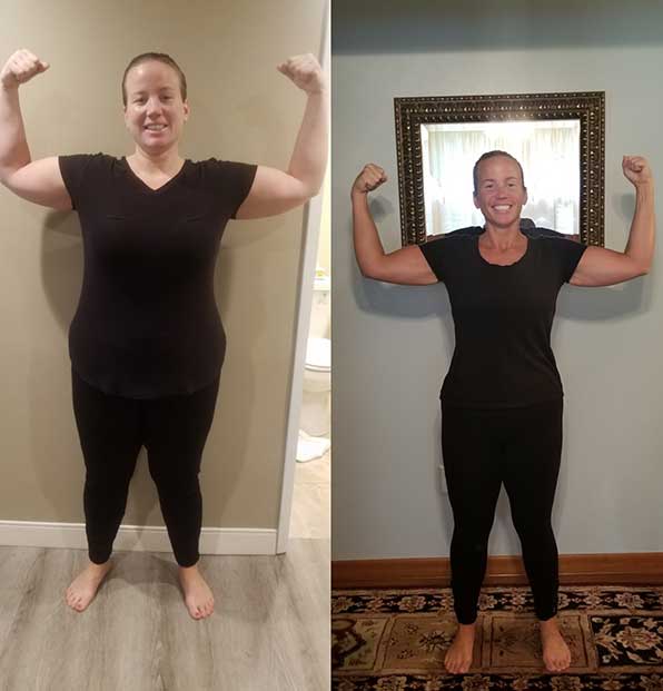 Jessica Milligan's transformation before and after weight loss.